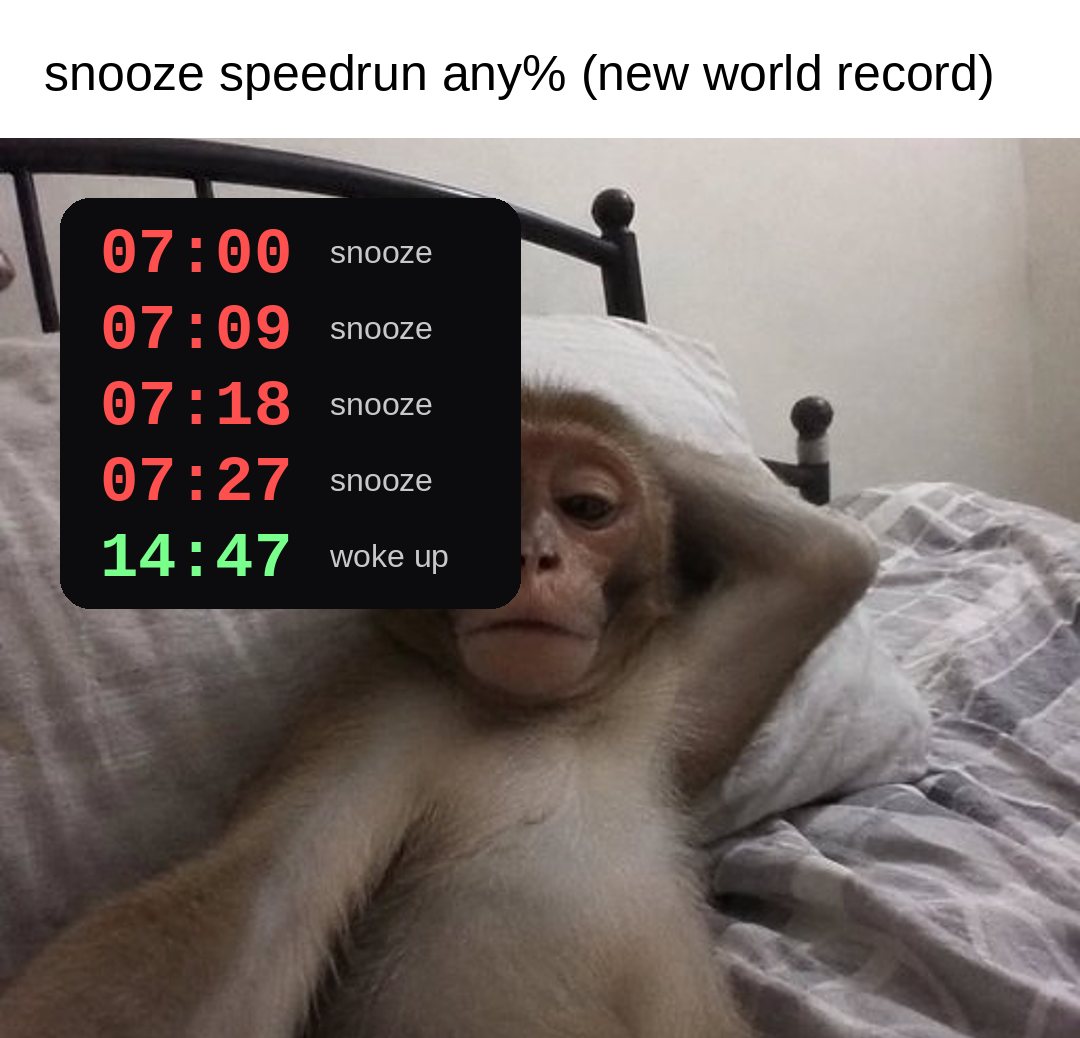 snooze speedrun any percent